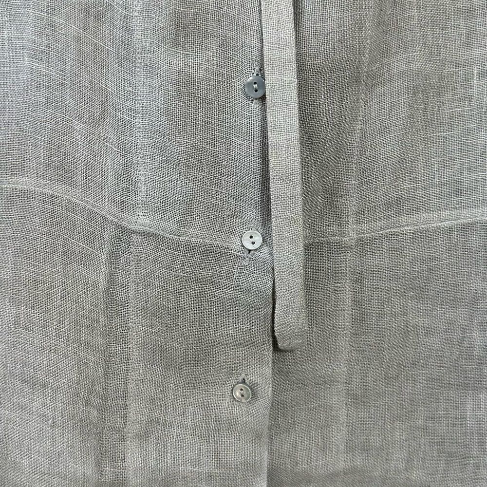 Eileen Fisher Irish Linen Abolone  Tie Sheer Light Blue, Size XS - Picture 4 of 10